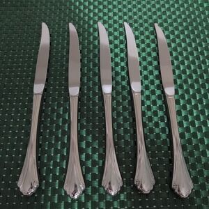 Oneida FALKIRK Steak Knives Serrated Set Lot of 5 Stainless Glossy USA VTG Rare